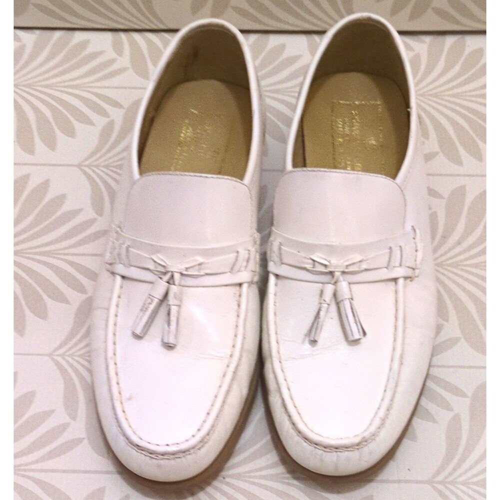 Stuart McGuire White Leather Tassel Loafer Flats Women's US 8 Made in Brazil